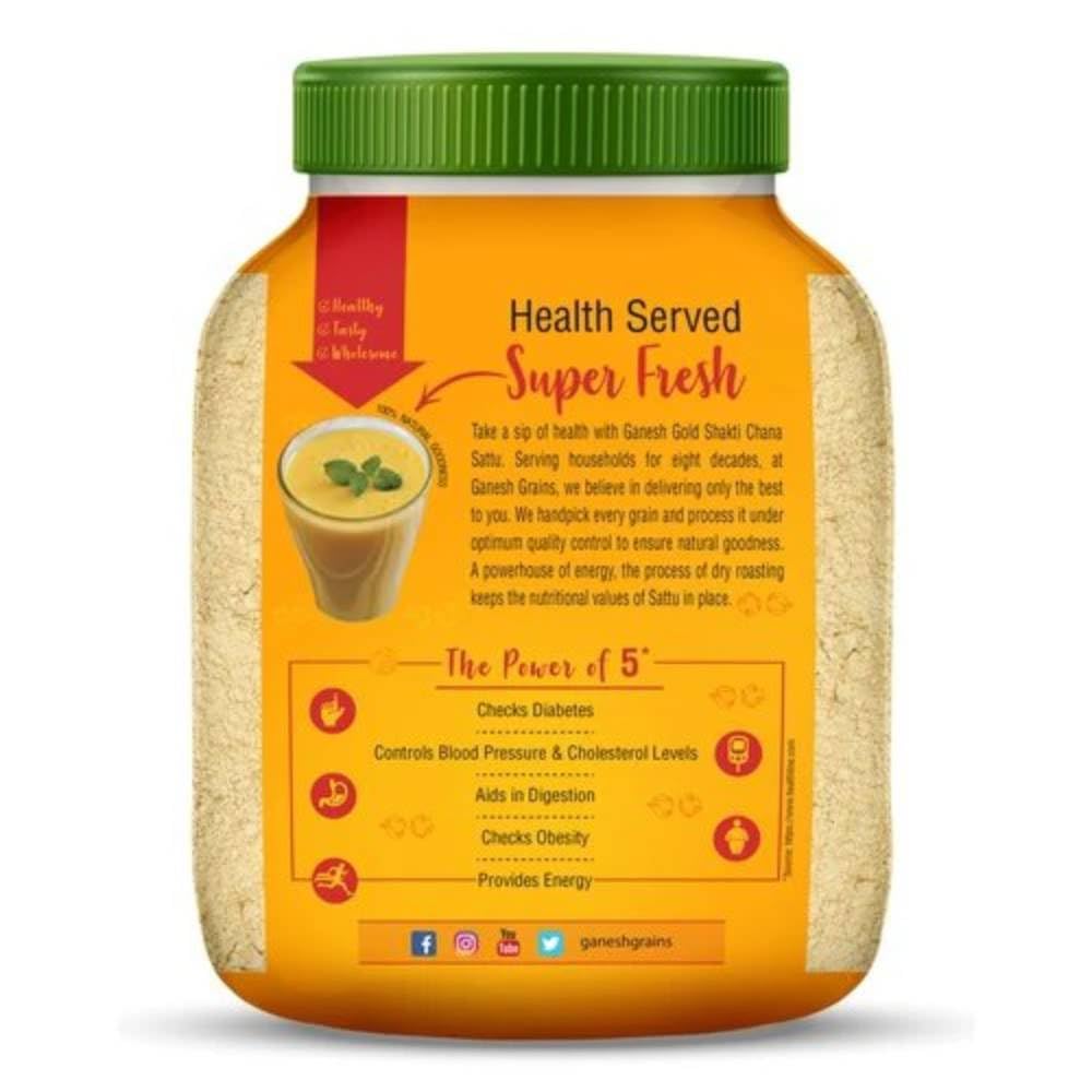 Ganesh Gold Shakti Sattu - 1kg Jar | Nutrient-rich Roasted Gram Flour | High Protein & Fiber