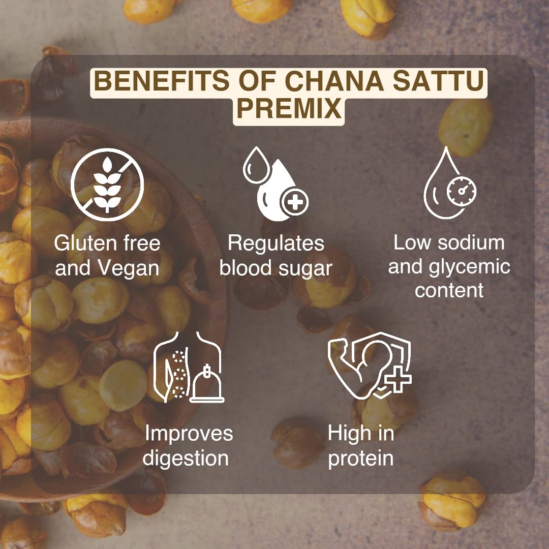 Adya Organics Sattu Premix | Instant Sattu Drink Mix with Jaggery & Spices | 100% Natural & Healthy | Quick Energy Booster for Summer | No Chemicals or Preservatives | 250g Pack