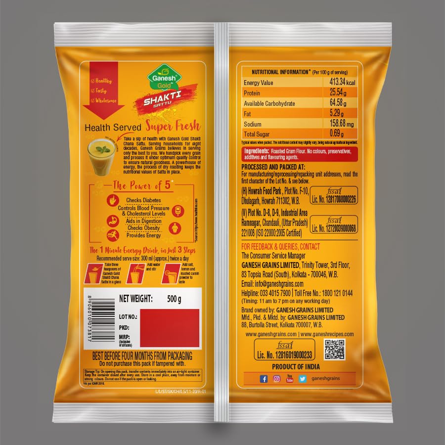 Ganesh gold shakti sattu - 500 gm (pack of 2)