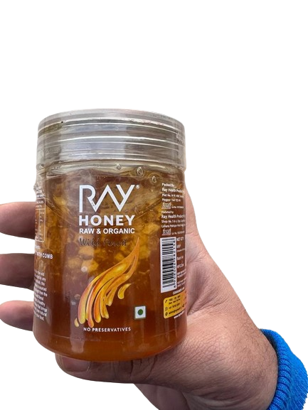 Ray Raw Organic Wild Forest Honey With Comb - 290g
