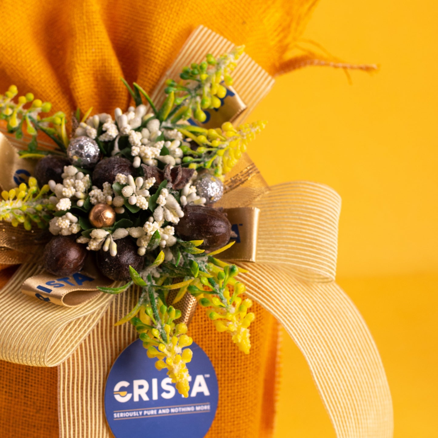 CRISTA Earthy Spice Potli - Yellow| Pack of 4| Diwali Gift| Pure Spice Gifting: 375 gms