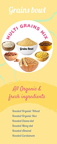 grains Bowl Hand Roasted multi grains health mix powder for Kids and Adults (NO COOKING NEEDED) Roasted Cereals & Pulses Powder, Chatua, Sathu maavu, Porridge Mix (Cardamom/Elaichi Flavour, 1 kg)