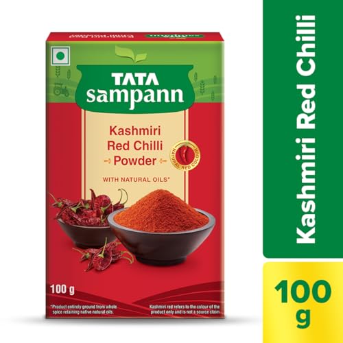 Tata Sampann Kashmiri Red Chilli Powder with Natural Oils, 100g, Kashmiri Lal Mirch Powder, With Exclusive Recipe