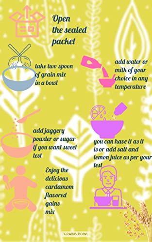 grains Bowl Hand Roasted multi grains health mix powder for Kids and Adults (NO COOKING NEEDED) Roasted Cereals & Pulses Powder, Chatua, Sathu maavu, Porridge Mix (Cardamom/Elaichi Flavour, 1 kg)