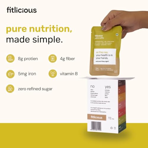 Fitlicious Jaljira Sattu Powder - Gluten-Free Roasted Gram Flour, Jaljira Sattu Fiber-Rich Sattu Drink Powder (pack of 7 X 1)