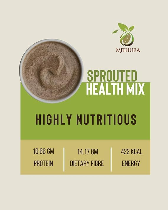 Mithura Sprouted Health Mix 500 gm | Protein- Rich | 26 Ingredients | No Sugar,No Preservatives | 75% Sprouted Millets, Grains And Cereals | Sathu Maavu Mix for Adults & Kids | 100% Natural Porridge