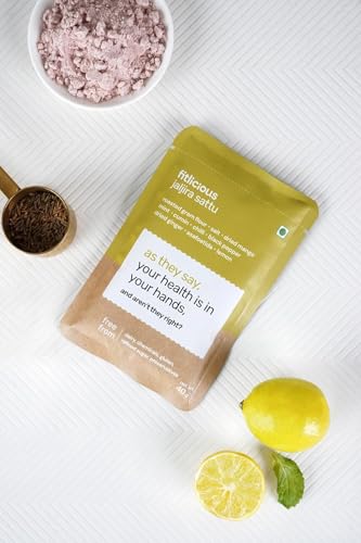 Fitlicious Jaljira Sattu Powder - Gluten-Free Roasted Gram Flour, Jaljira Sattu Fiber-Rich Sattu Drink Powder (pack of 7 X 1)