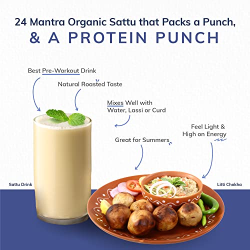 24 Mantra Organic Sattu Atta - 500gms | 100% Organic | Chemical Free & Pesticides Free | Roasted Chickpeas