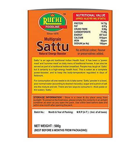 Ruchi Multigrain Sattu 500 GM | Pack of 4 | Healthy & Nutritious | High in Protein & Fiber | Ideal for Energy Boost