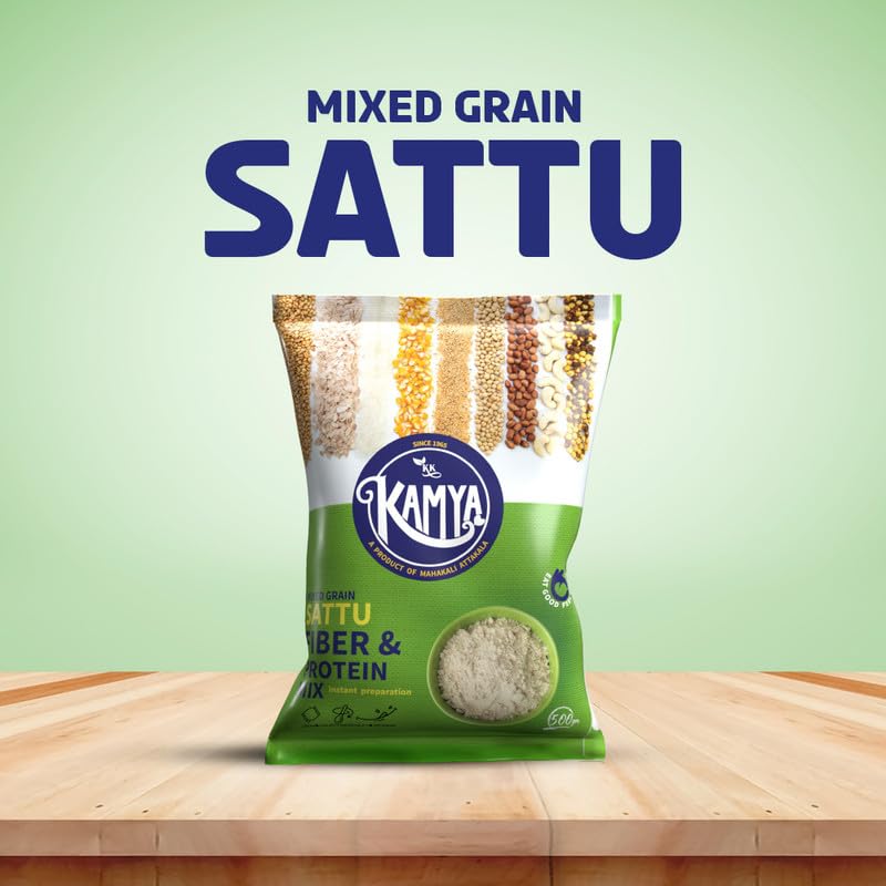 Kamya Mixed Grain Sattu | Natural Powder with High Protein and Fiber |100% Natural Nutrition | Cereals & Grains Sattu Drink (Pack of 1, 1Kg.)