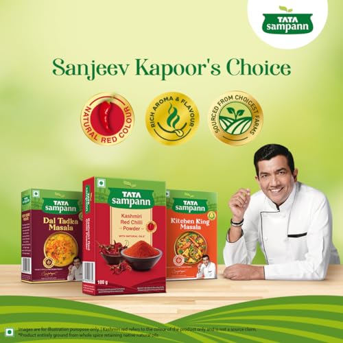 Tata Sampann Kashmiri Red Chilli Powder with Natural Oils, 100g, Kashmiri Lal Mirch Powder, With Exclusive Recipe