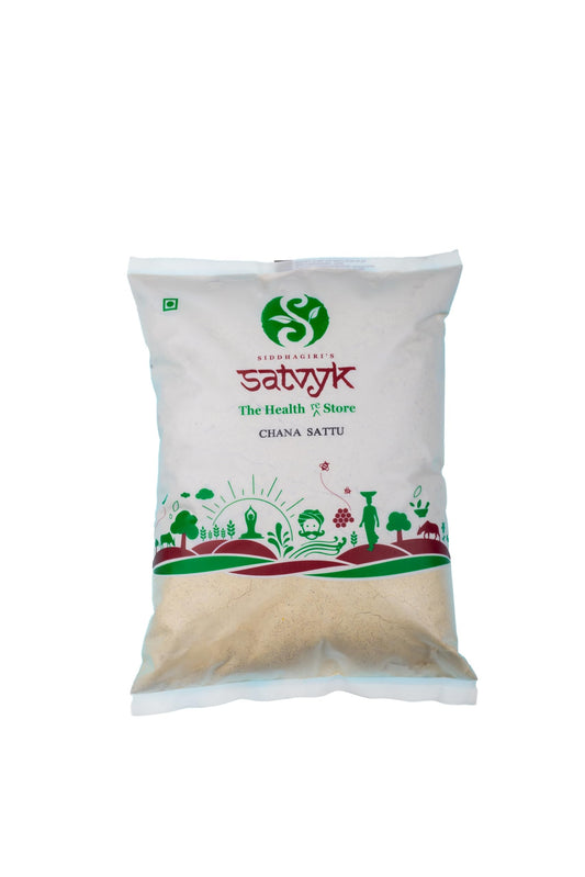 S Siddhagiri's SATVYK THE HEALTH re STORE Organic Chana Sattu (500gm) - Roasted Black Chana Flour | Gluten Free Sattu Powder | Sattu for Protein Drink | Sattu Drink Powder | Fiber Rich | Roasted Gram Flour | Sattu Atta | Roasted Chana Atta
