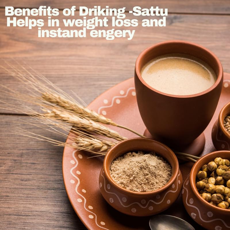 Konnect To Roots Sattu Powder 1kg | Roasted Chana Flour | 100% Natural & Gluten Free Chana Sattu l Roasted Gram Atta with High Fiber | 500gm x2(Pack of 2)