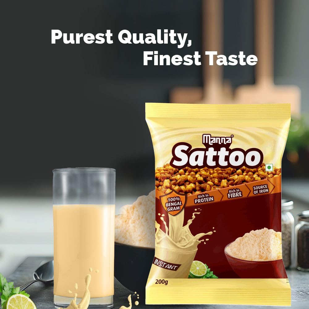 Manna Sattu Atta 1Kg 100% Channa Sattu Roasted Gram Atta Flour (500 X 2 Packs)