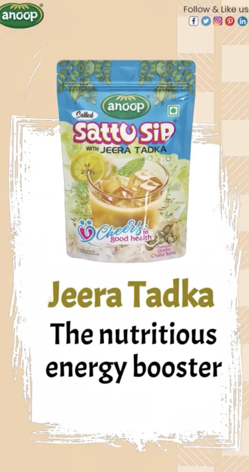 Anoop Sattu Sip (500gms*4) Pack of 4 (2kg) (Salted With Jeera Tadka)