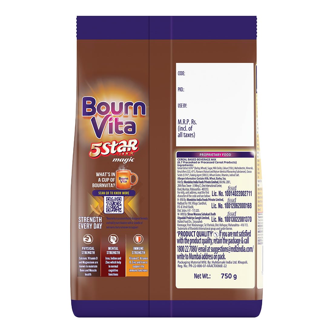 Bournvita 5 Star Magic Nutrition Drink, 750 g Pouch