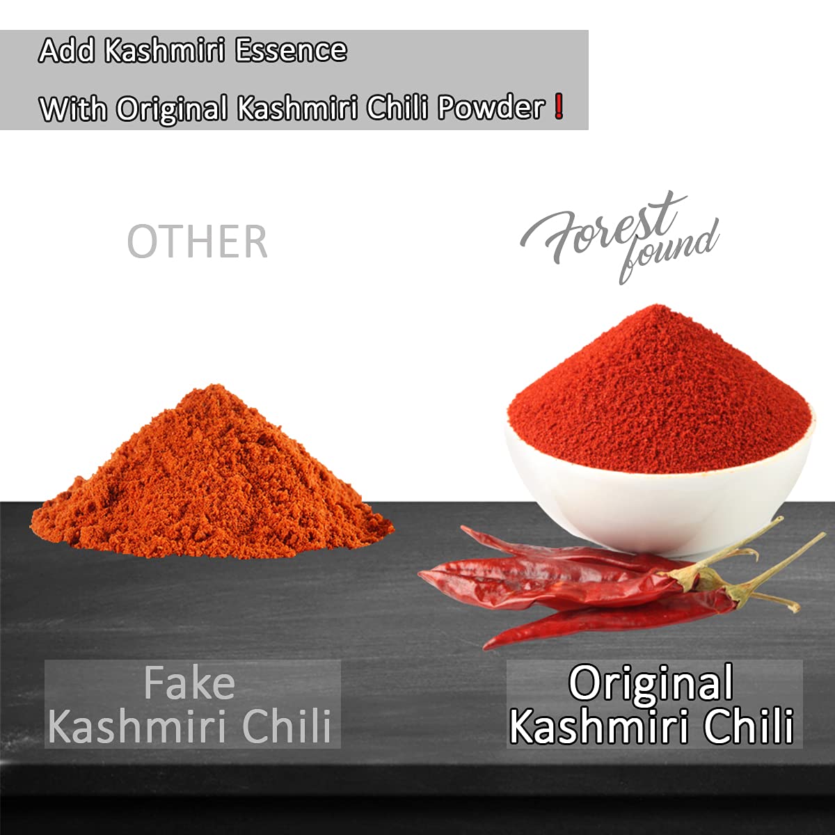 Forest Found Kashmiri Red Chilli Powder | Lal Mirch |Pure And Ready To Use | 100% Authentic,Mild,Deep Red Color (500 Gm)