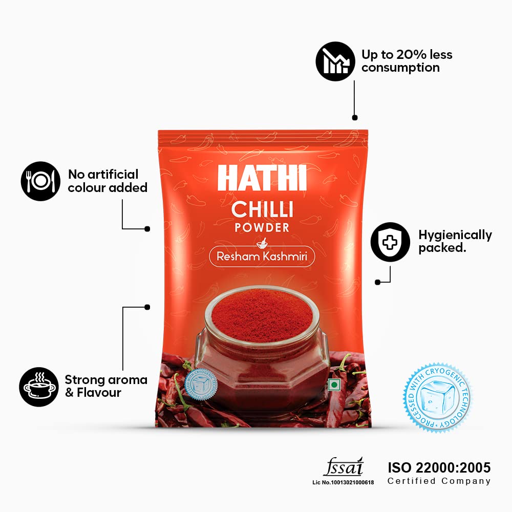 HATHI MASALA Chilli Powder Resham Kashmiri Dandicut.(500 Gram)