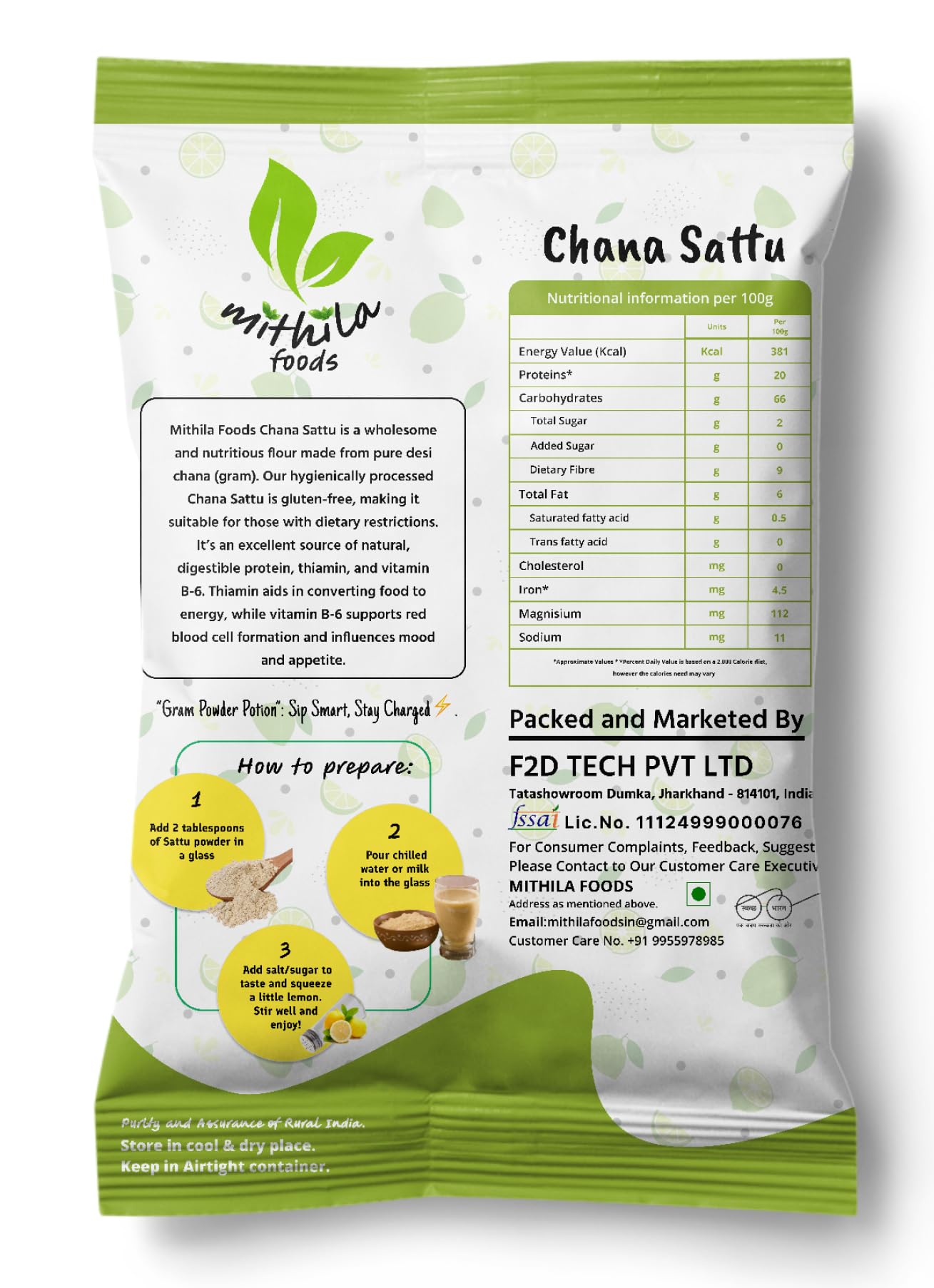 MITHILA FOODS 1 kg Authentic Bihari Chana Sattu | High Protein, Fiber, Superfood | 100% Natural Roasted Gram Channa Flour | Hydrating, Refreshing, Instant Energy Booster | Traditional Cultural Flavor From Bihar