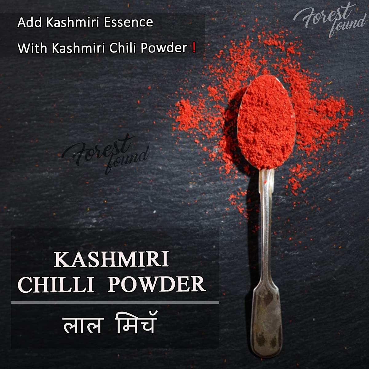 Forest Found Kashmiri Red Chilli Powder | Lal Mirch |Pure And Ready To Use | 100% Authentic,Mild,Deep Red Color (500 Gm)