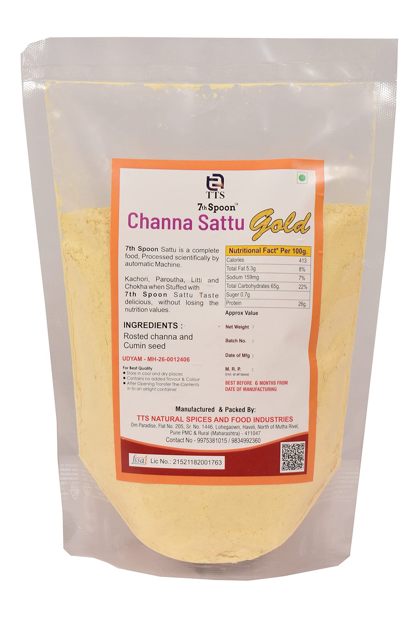 7th Spoon Rosted Chana Sattu Gold Pure, Tasty Flour and Delicious Masaledar Chana Sattu 1Kg.