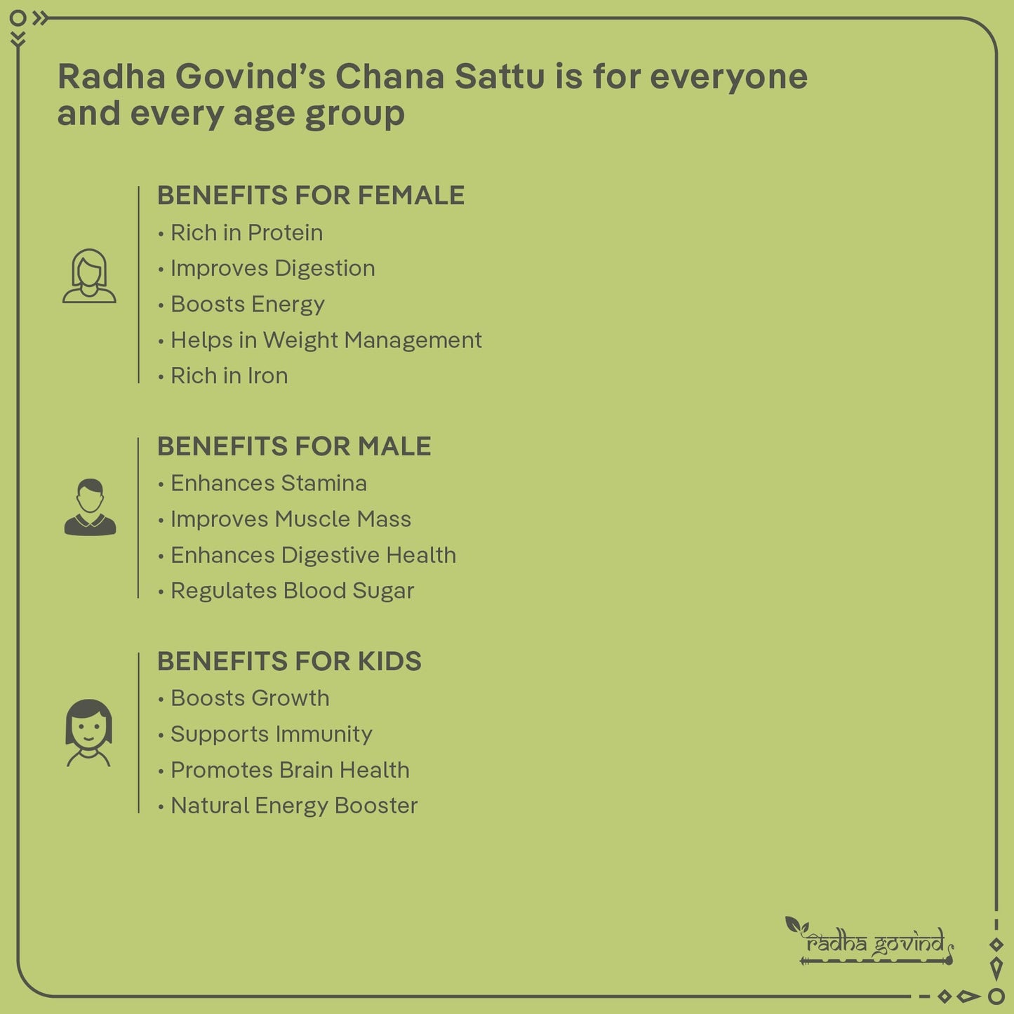 Radha Govind Organic Chana Sattu Powder | Fiber-Rich Sattu 1Kg