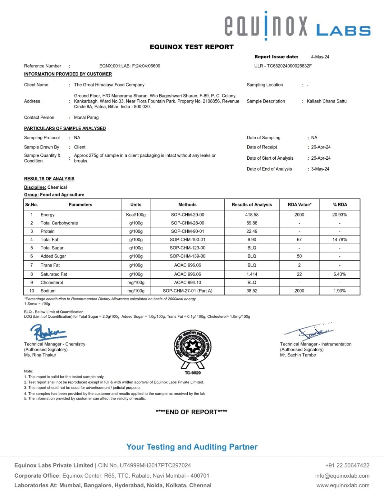 Great Himalaya Chana Sattu (500gm) | Blended with Roasted Cumin Powder |100% Natural and Authentic Whole Bengal Gram Flour | Rich in Protein & Fiber