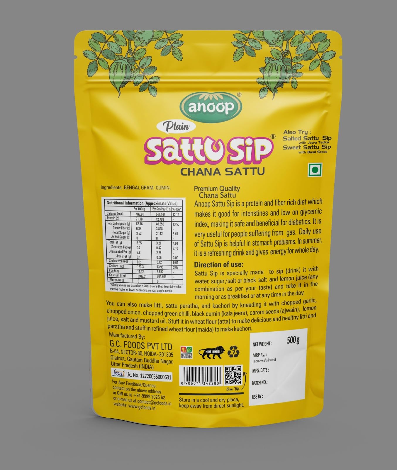 Anoop Sattu (Channa Sattu Sip) (500gms*4) Pack of 4 (2kg)