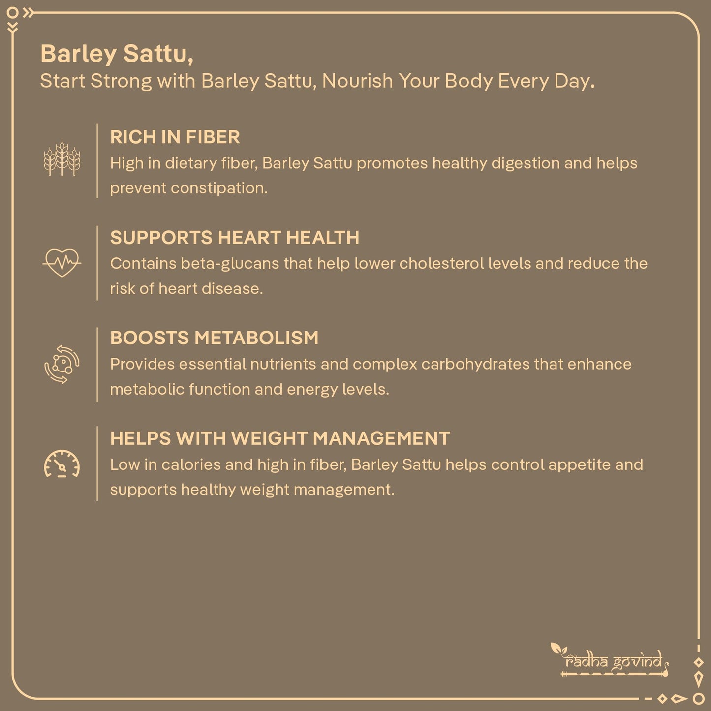 Radha Govind Organic Jau Sattu Flour | Fiber-Rich Sattu, 1000 Gram