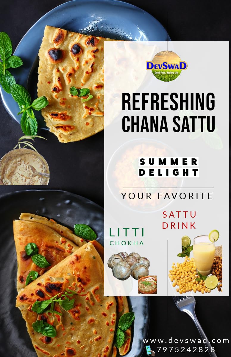 DevSwad Pure Bihari Chana Sattu|Traditional Way of Preparation|Freshly Roasted Bengal Gram|Super Food|High in Protein (930 g|No Preservatives