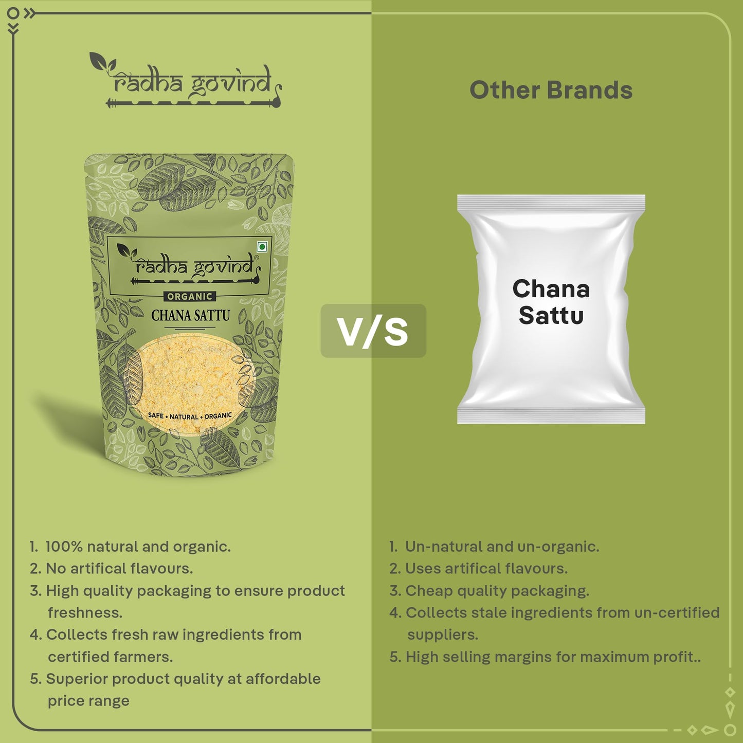 Radha Govind Organic Chana Sattu Powder | Fiber-Rich Sattu 1Kg