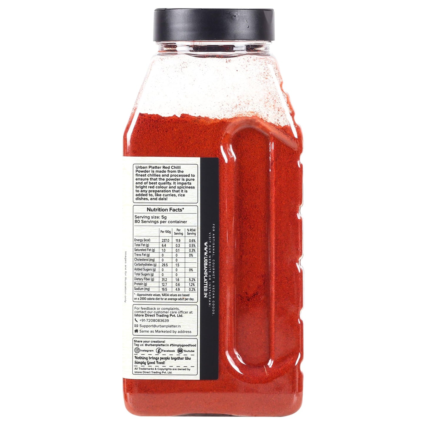 Urban Platter Kashmiri Red Chilli Powder, 400g | Medium Hot | Aromatic | Additive Free