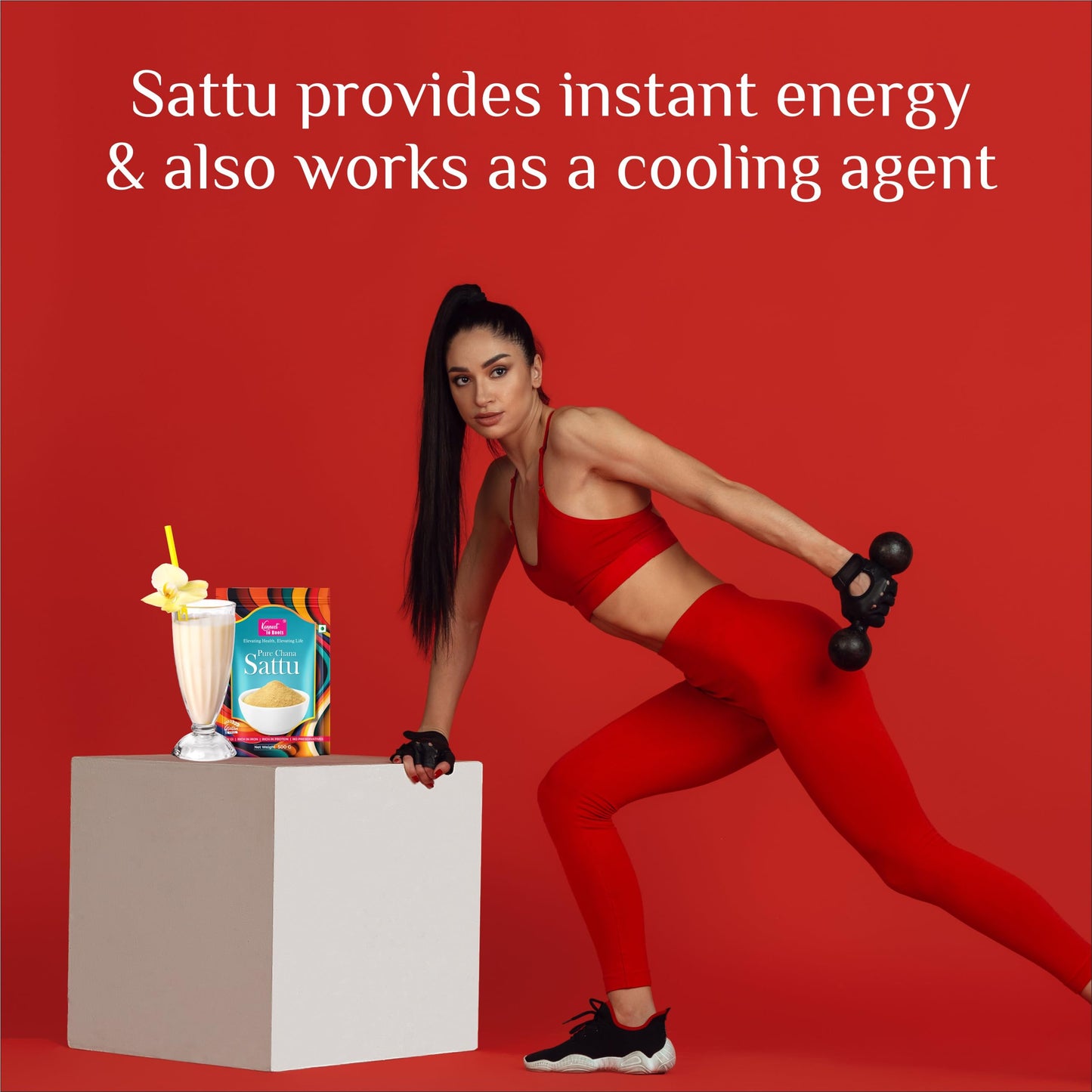 Konnect To Roots Sattu Powder 1kg | Roasted Chana Flour | 100% Natural & Gluten Free Chana Sattu l Roasted Gram Atta with High Fiber | 500gm x2(Pack of 2)