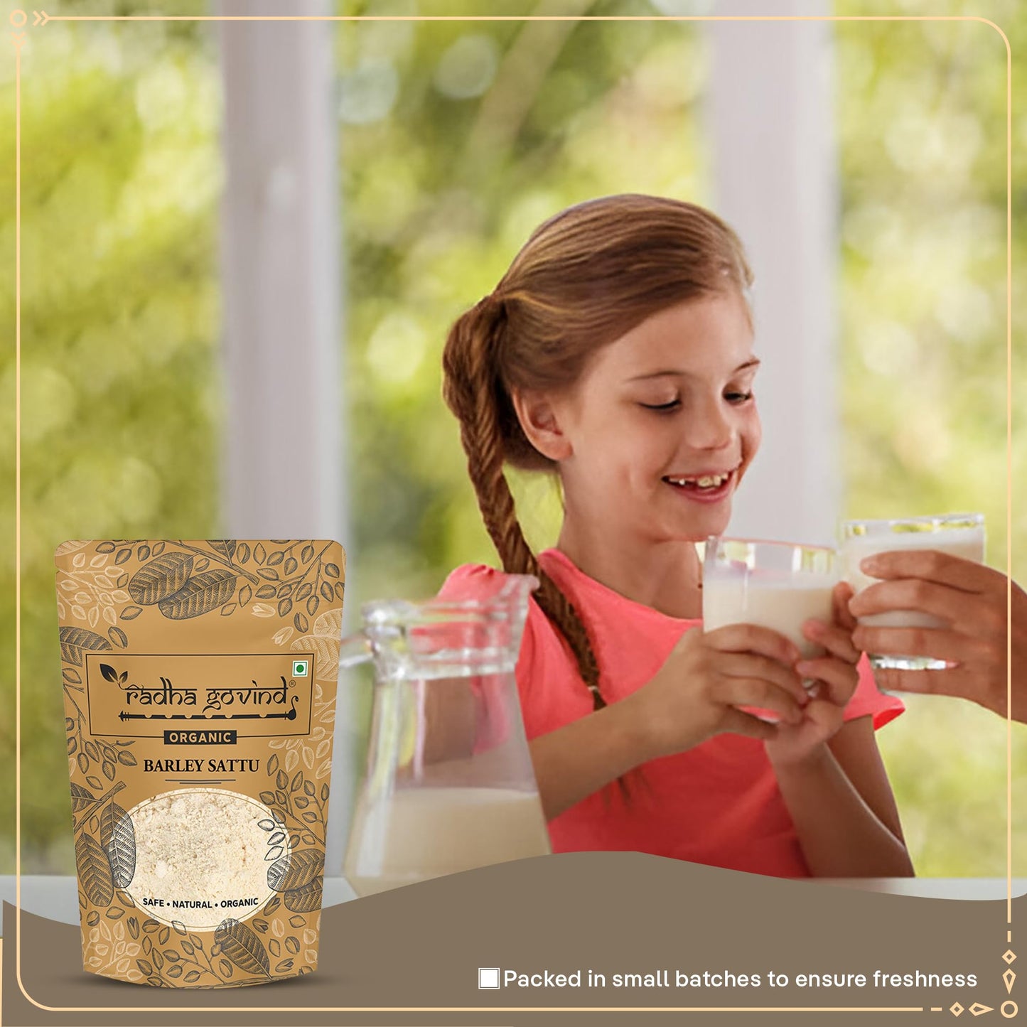 Radha Govind Organic Jau Sattu Flour | Fiber-Rich Sattu, 1000 Gram