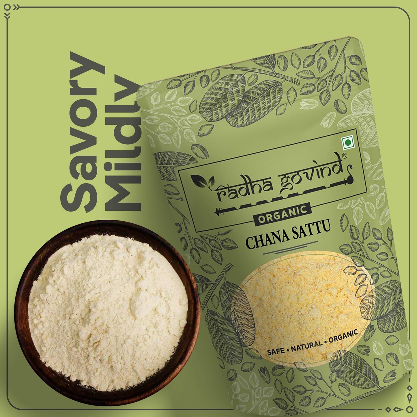 Radha Govind Organic Chana Sattu Powder | Fiber-Rich Sattu 1Kg