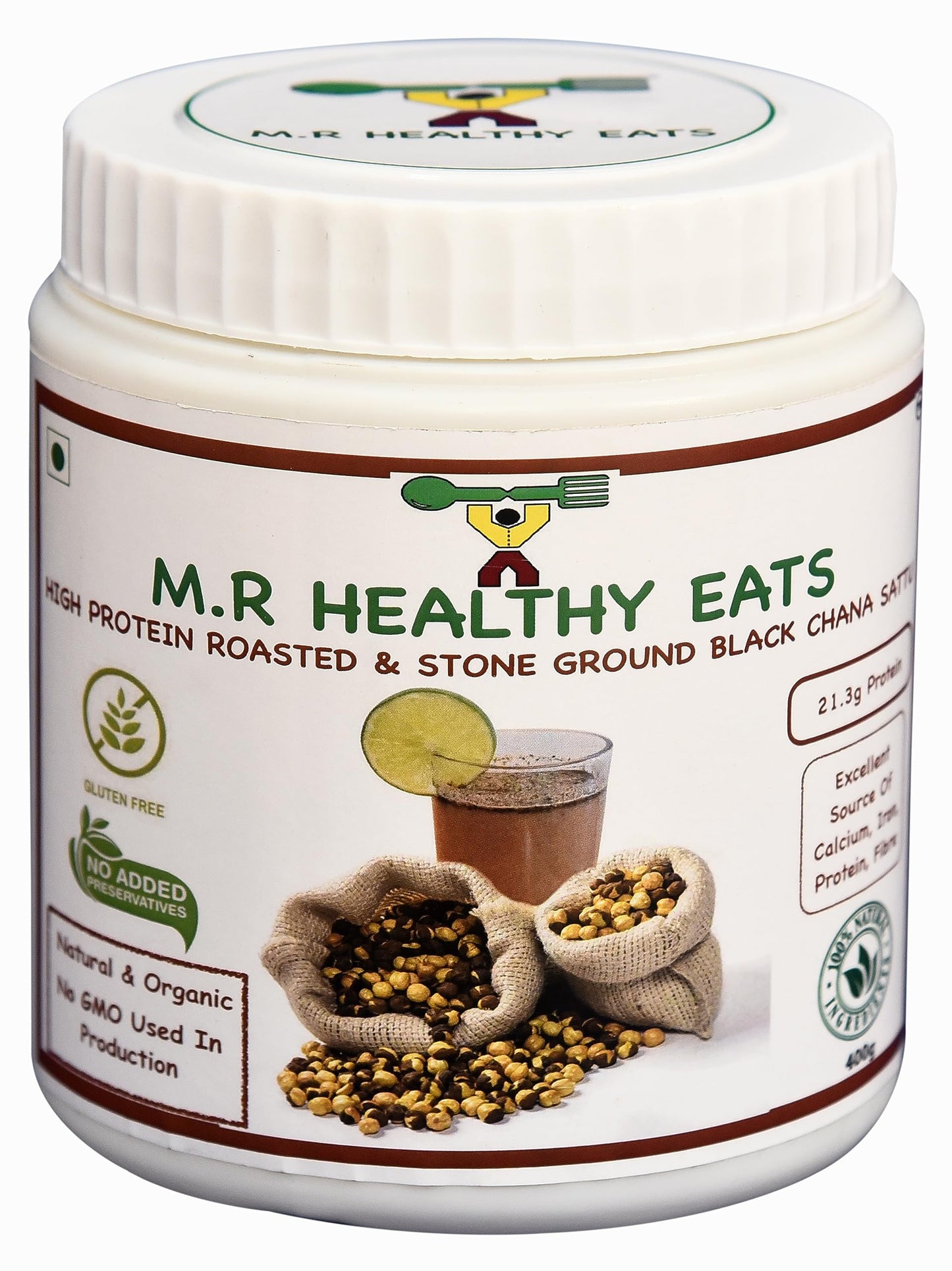 M.R Healthy Eats- High Protein, Roasted & Stone Ground Black Chana Sattu in Food-Grade Container (400g)