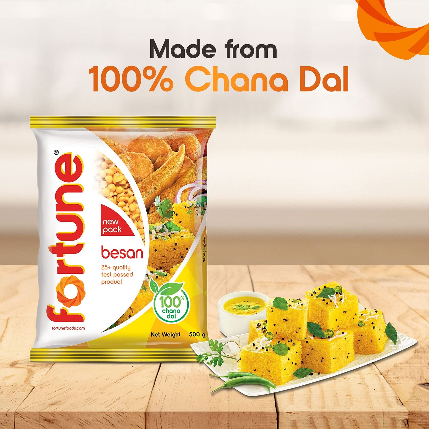 Fortune Chana Besan, 100% Chana Dal 100% Taste, 500 g