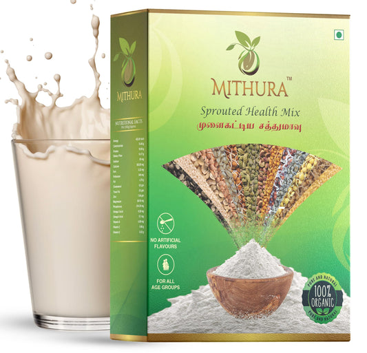 Mithura Sprouted Health Mix 500 gm | Protein- Rich | 26 Ingredients | No Sugar,No Preservatives | 75% Sprouted Millets, Grains And Cereals | Sathu Maavu Mix for Adults & Kids | 100% Natural Porridge