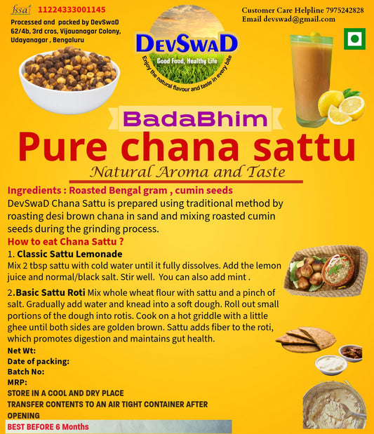 DevSwad Pure Bihari Chana Sattu|Traditional Way of Preparation|Freshly Roasted Bengal Gram|Super Food|High in Protein (930 g|No Preservatives