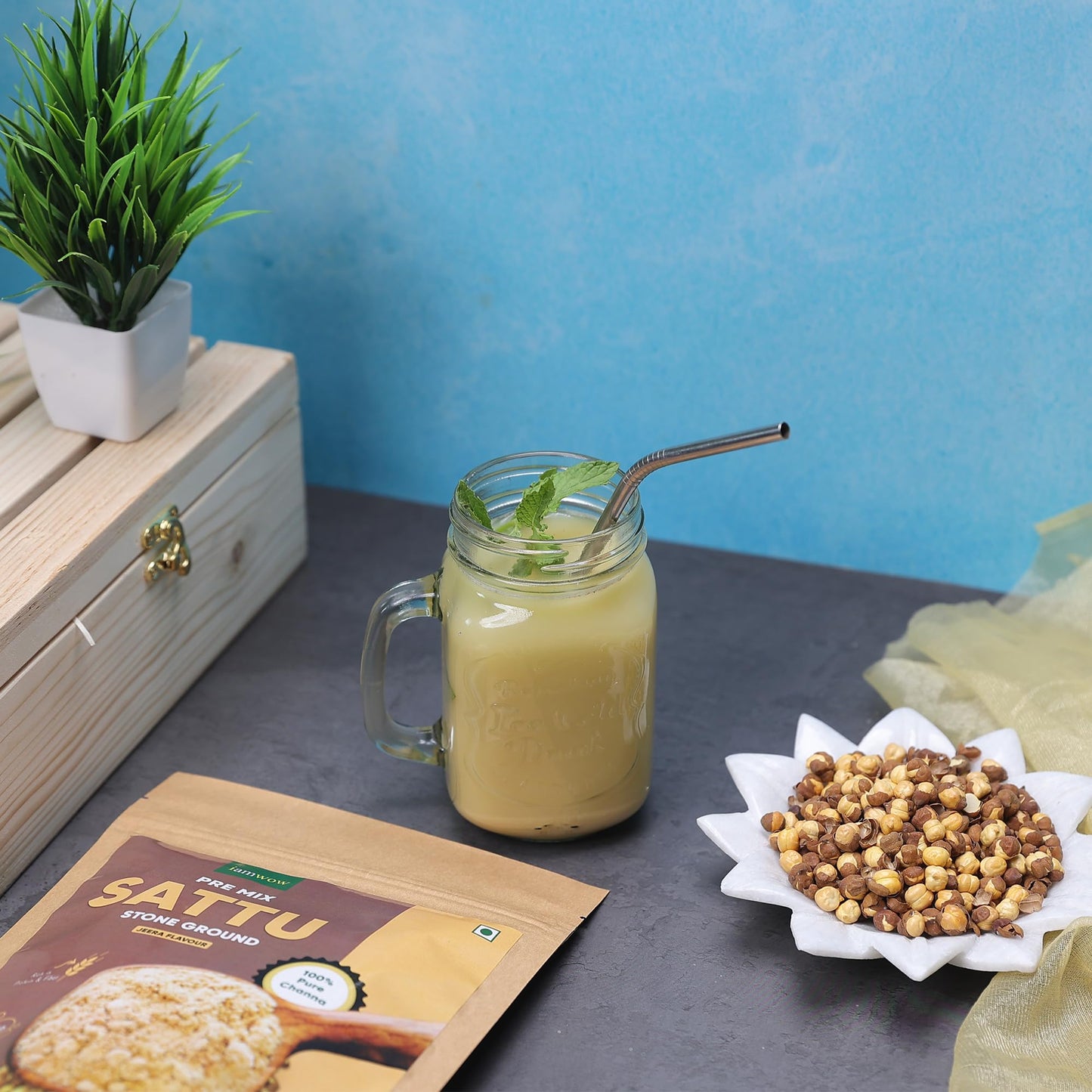 SATTU PREMIX - Jeera Flavour | Best Grade Channa | 100% Natural and Gluten Free | Sattu Drink Powder 500g | Healthy Drink | IMWOW