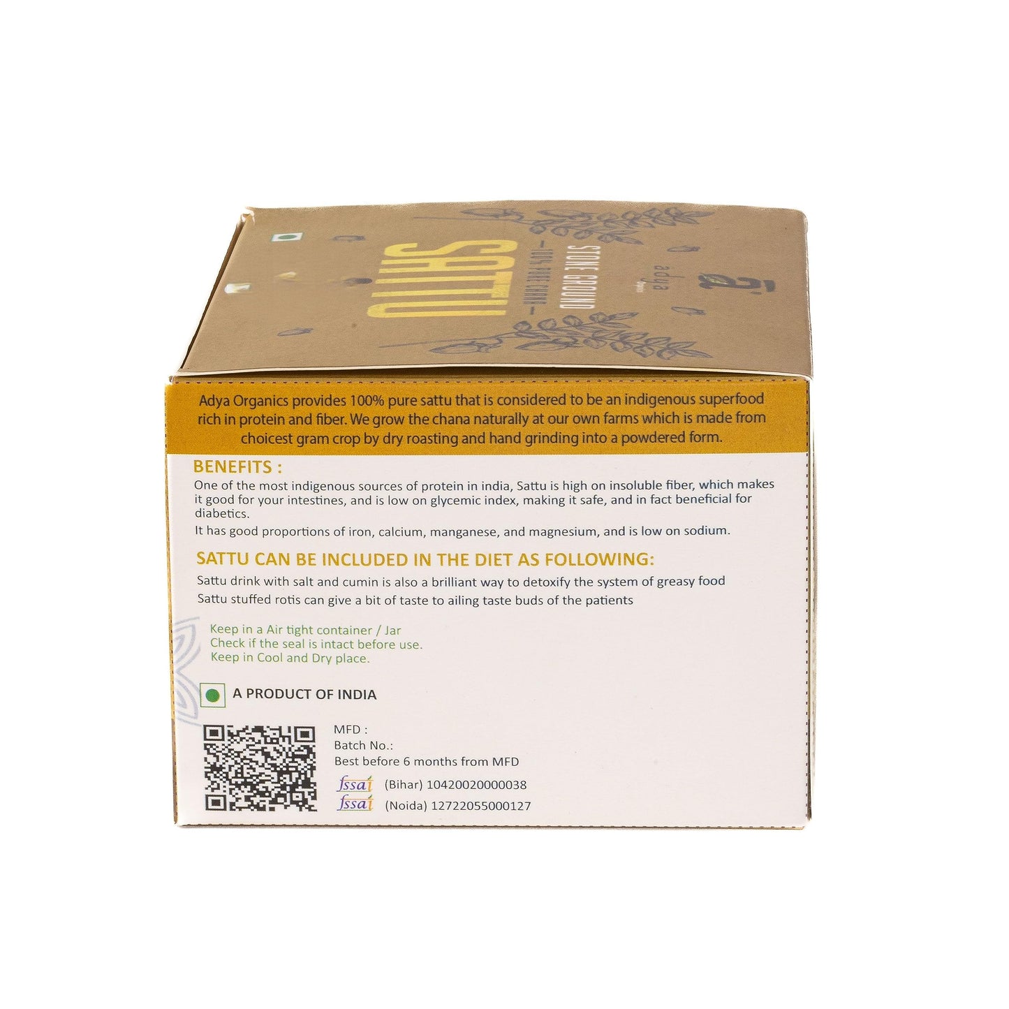 Adya Organics Sattu Premix | Instant Sattu Drink Mix with Jaggery & Spices | 100% Natural & Healthy | Quick Energy Booster for Summer | No Chemicals or Preservatives | 250g Pack