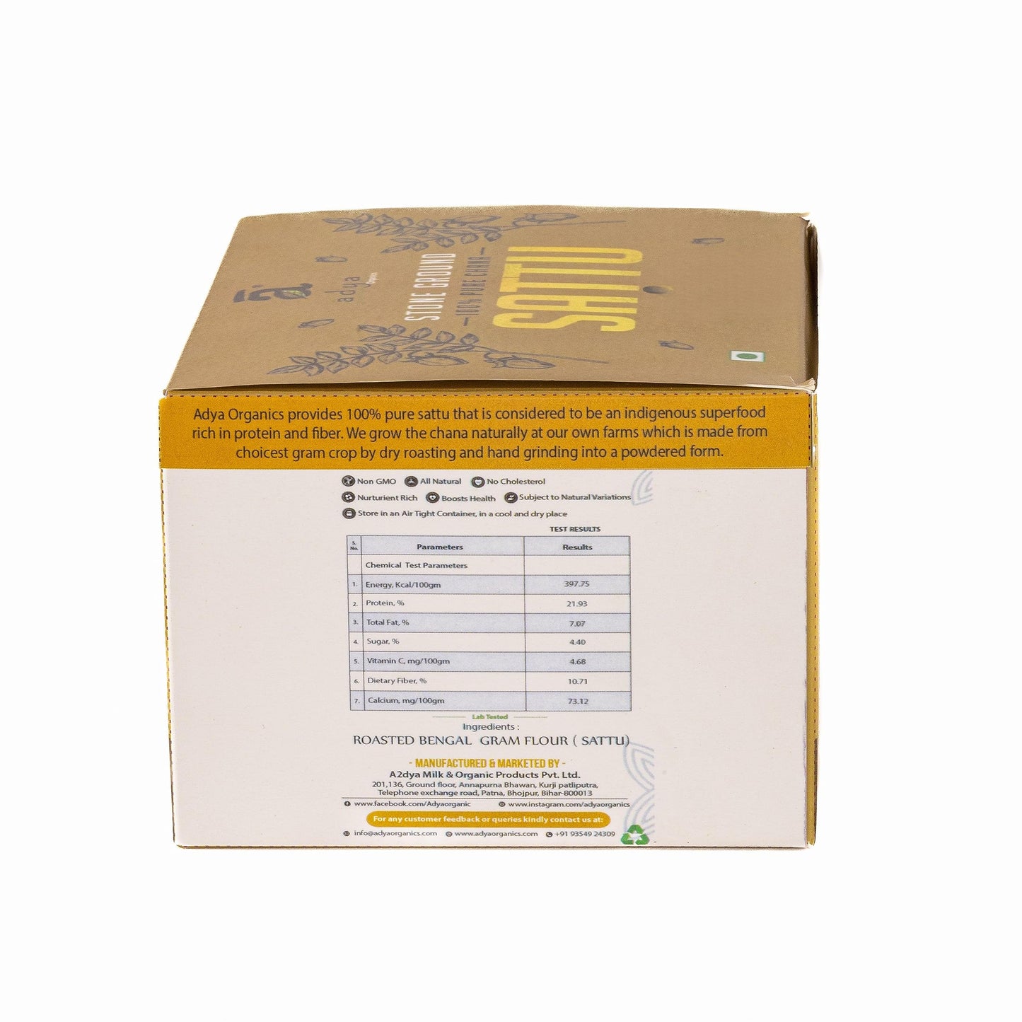 Adya Organics Sattu Premix | Instant Sattu Drink Mix with Jaggery & Spices | 100% Natural & Healthy | Quick Energy Booster for Summer | No Chemicals or Preservatives | 250g Pack