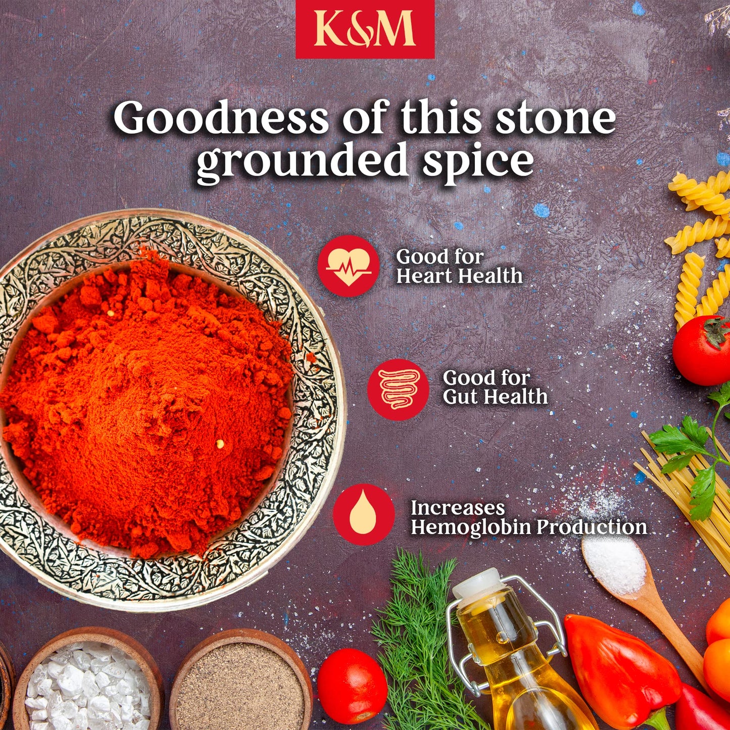 Kanz & Muhul Kashmiri Red Chilli Powder 450 Grams | Kashmiri Lal Mirch Powder | Mild Spicy, Authentic, Bright Red Colour | Organic Kashmiri Mirch | With No Added Preservatives | 450 Grams