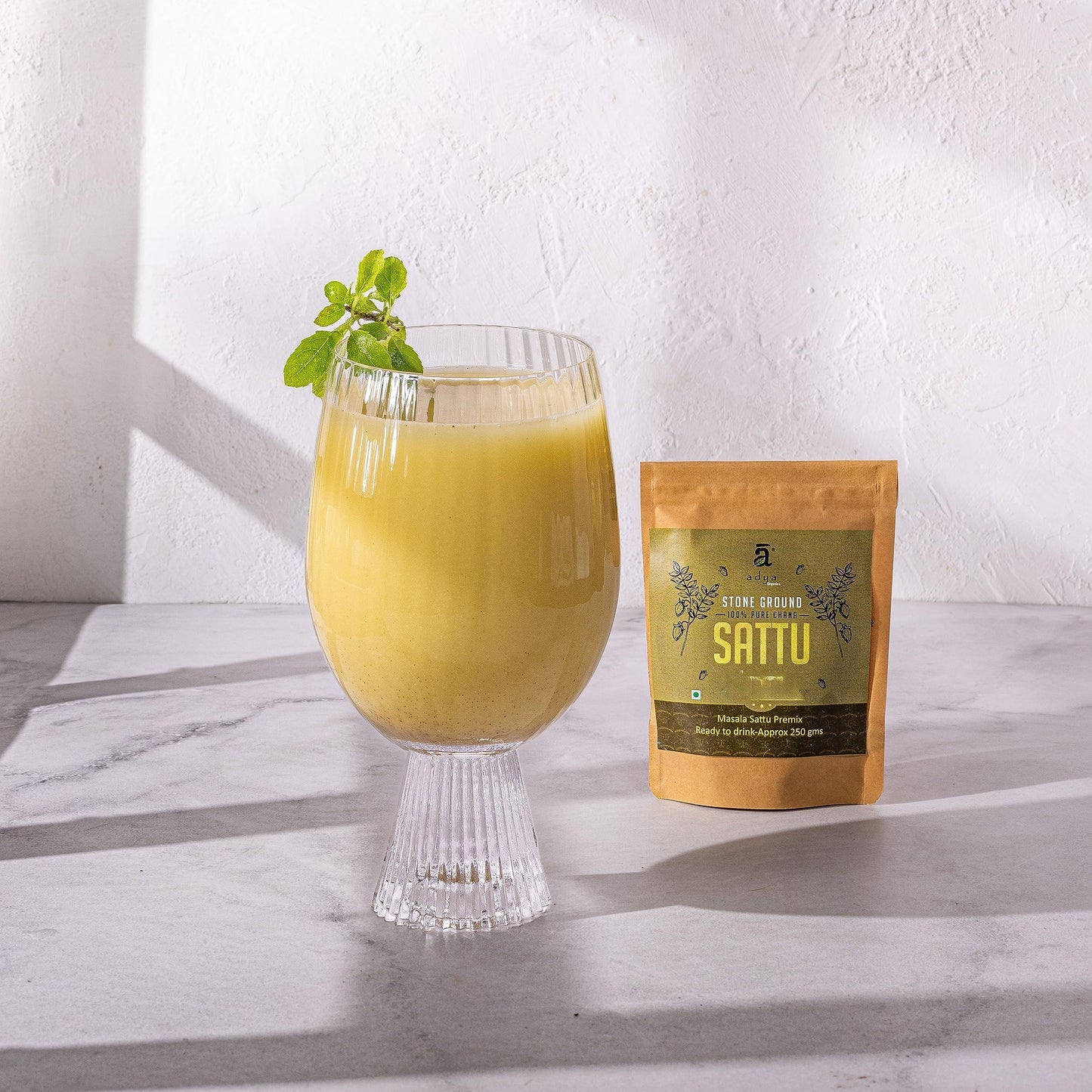 Adya Organics Sattu Premix | Instant Sattu Drink Mix with Jaggery & Spices | 100% Natural & Healthy | Quick Energy Booster for Summer | No Chemicals or Preservatives | 250g Pack