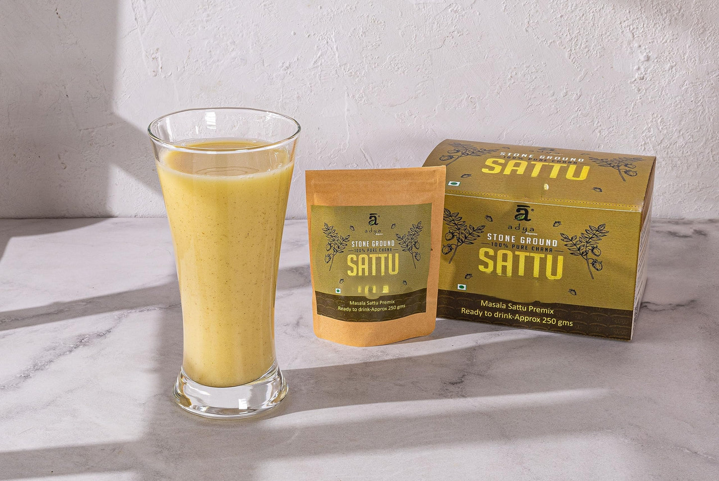 Adya Organics Sattu Premix | Instant Sattu Drink Mix with Jaggery & Spices | 100% Natural & Healthy | Quick Energy Booster for Summer | No Chemicals or Preservatives | 250g Pack